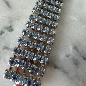 Vintage Baby Blue Rhinestone Line Bracelet - 1950's or 60's